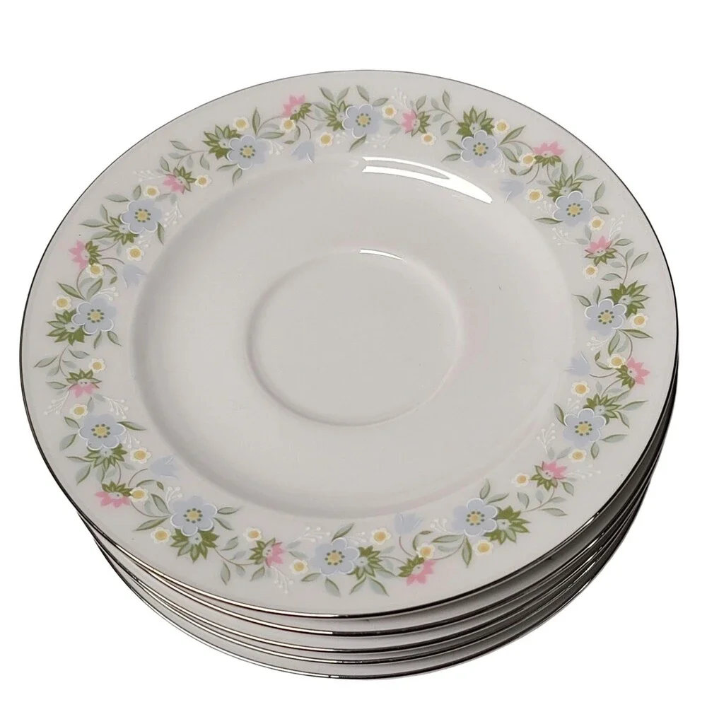 Set of 5 Vtg Johann Haviland Forever Spring Saucers Bavaria Ger Fine China 6